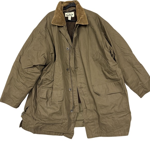 Eddie Bauer Legends Coat Mens 2XL Brown Canvas Parka Wool Lined Removable Liner
